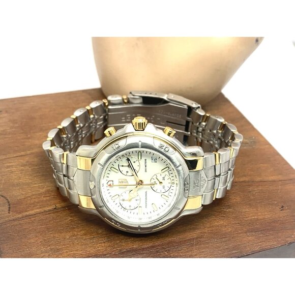 Tag Heuer Men's Watch CH1150-0 Swiss Quartz Chronograph 18k Yellow Gold Steel - Picture 9 of 16